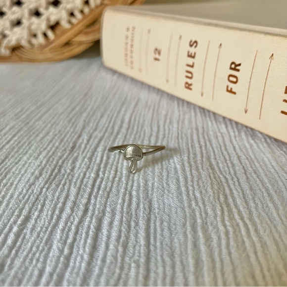 Mushroom Silver Wire Girls Ring Fashion Ring Rustic Cottagecore Woodsy Rustic - Picture 6 of 12